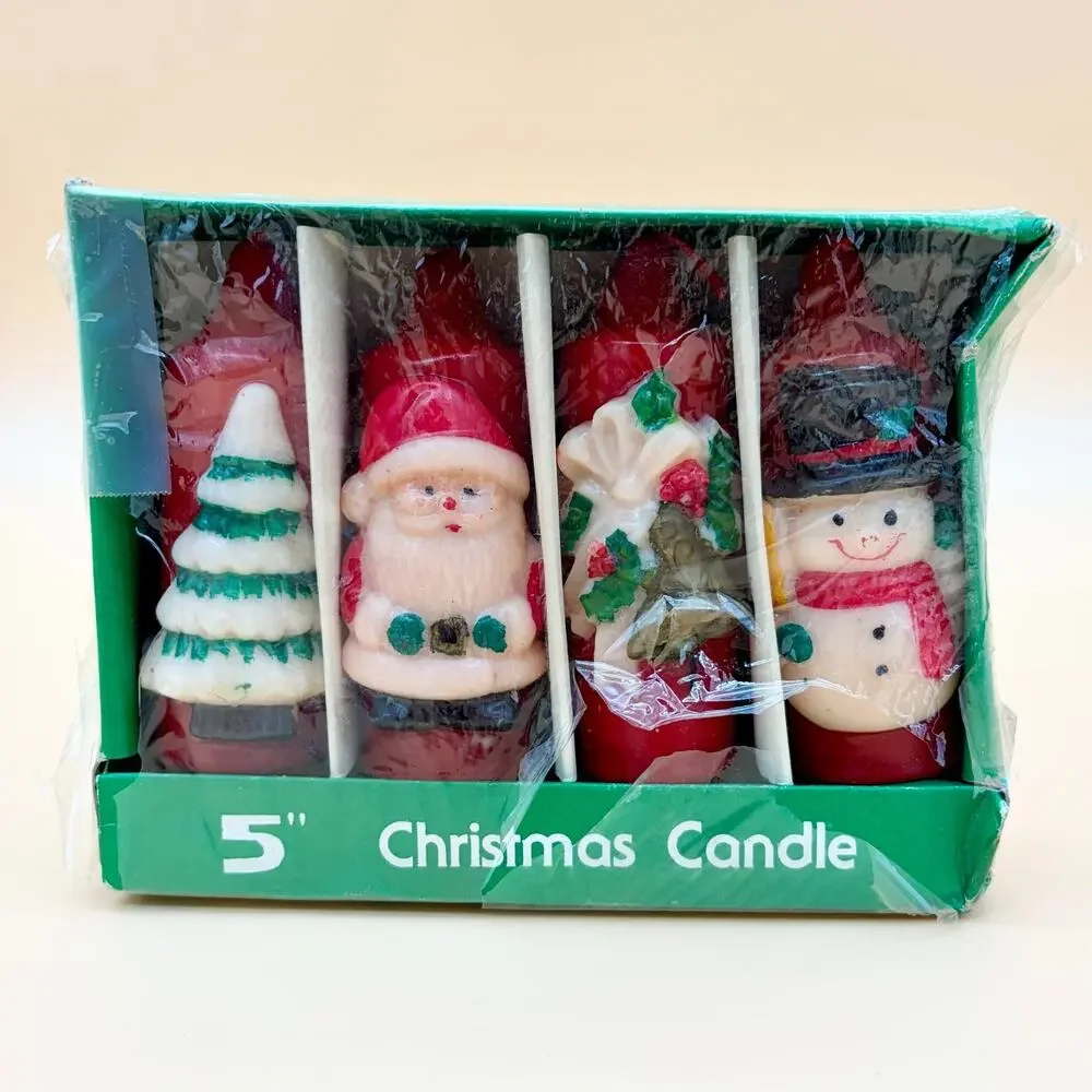 Vintage Christmas Candles Set 4 Figural 5